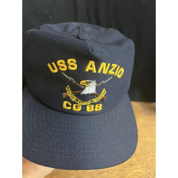 Vintage USS Anzio CG 68 Snapback Baseball Hat Cap Navy Plank owner Plankowner - Picture 1 of 6